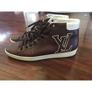 Burgundy Genuine Leather Louis Vuitton Sneakers